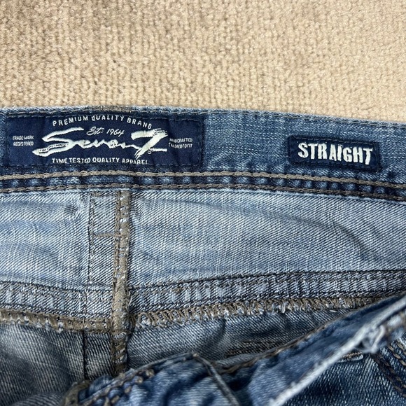 Seven7 Men's Straight Leg Denim Jeans Size 38x32 Pockets‎ Boho Whiskering - Picture 2 of 10